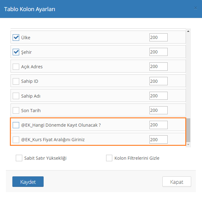 Potansiyel ve Fırsat Modülünde ek alan yaratmak